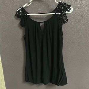 Elegant Black Lace Sleeve Top